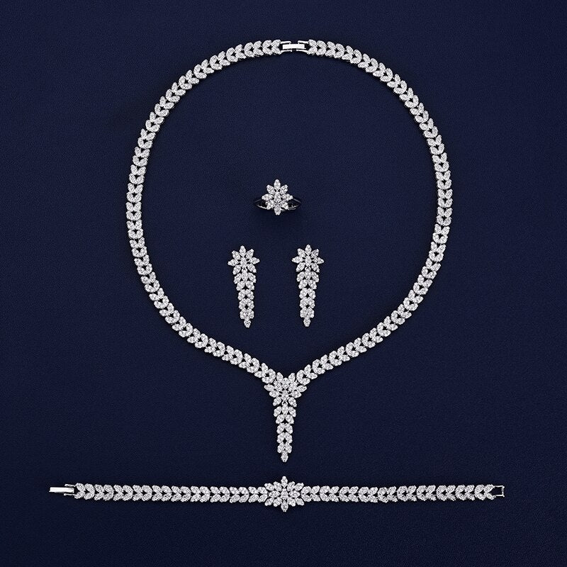 Fahion Party Necklace Earrings Ring And Bracelet Set