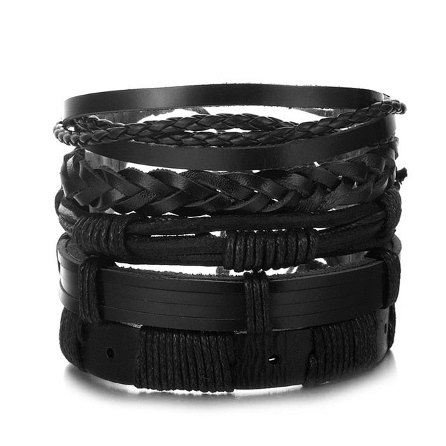 Fashion Hand-knitted Multi-layer Leather Feather Leaf Bracelet