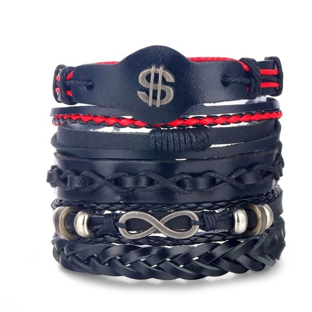 Fashion Hand-knitted Multi-layer Leather Feather Leaf Bracelet