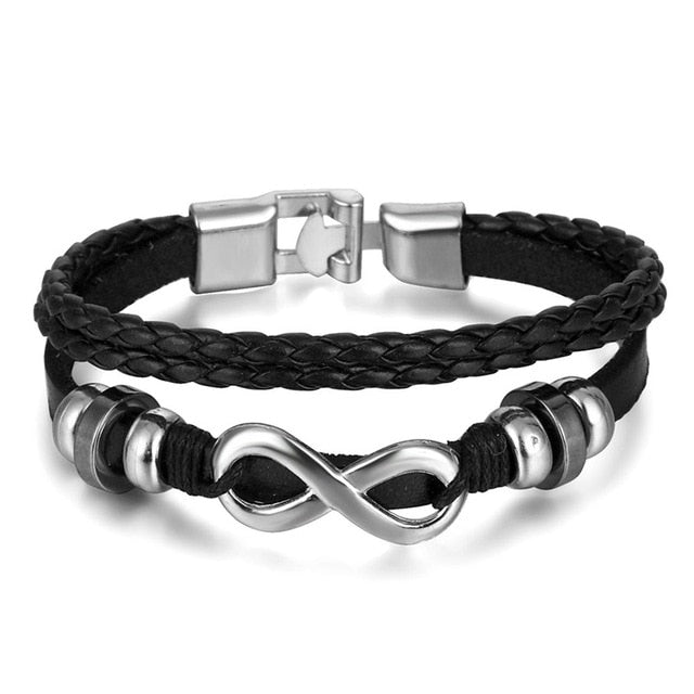 Fashion Hand-knitted Multi-layer Leather Feather Leaf Bracelet