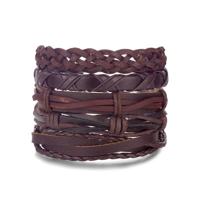 Fashion Hand-knitted Multi-layer Leather Feather Leaf Bracelet