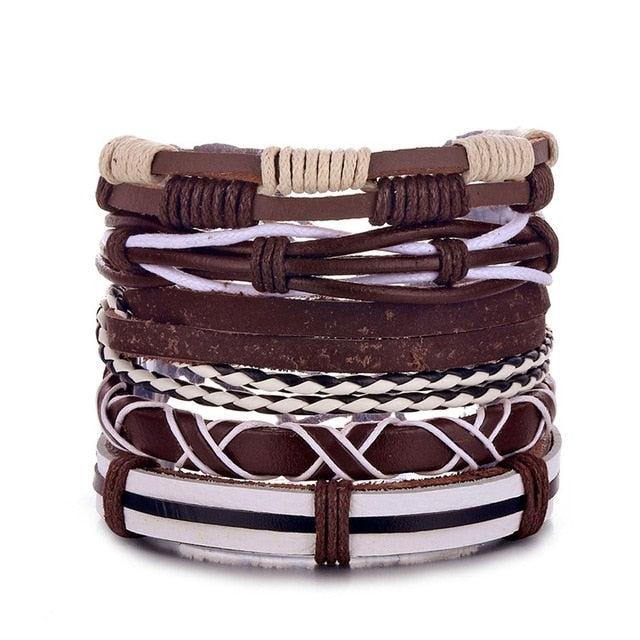 Fashion Hand-knitted Multi-layer Leather Feather Leaf Bracelet