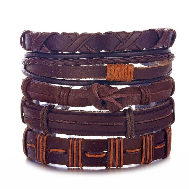 Fashion Hand-knitted Multi-layer Leather Feather Leaf Bracelet