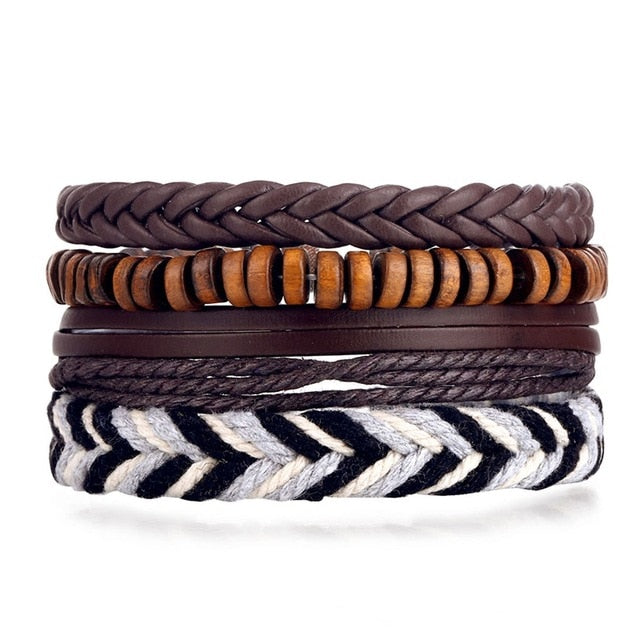 Fashion Hand-knitted Multi-layer Leather Feather Leaf Bracelet