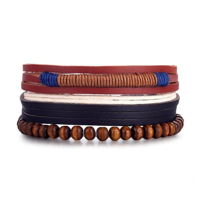 Fashion Hand-knitted Multi-layer Leather Feather Leaf Bracelet