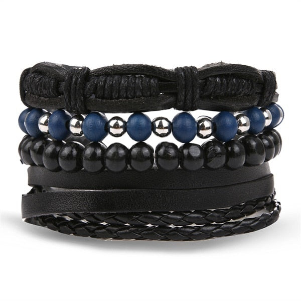 Fashion Hand-knitted Multi-layer Leather Feather Leaf Bracelet