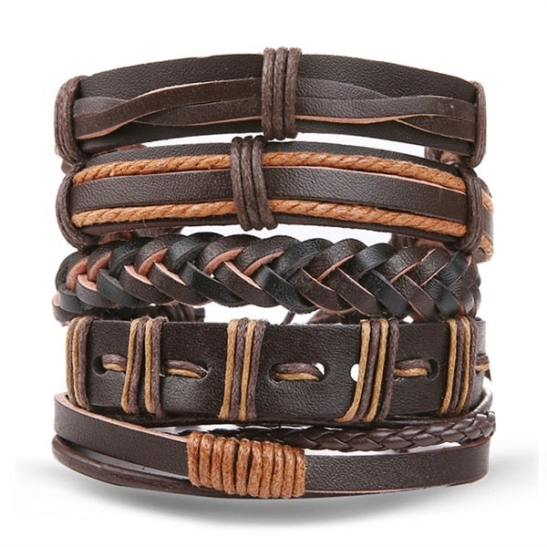 Fashion Hand-knitted Multi-layer Leather Feather Leaf Bracelet
