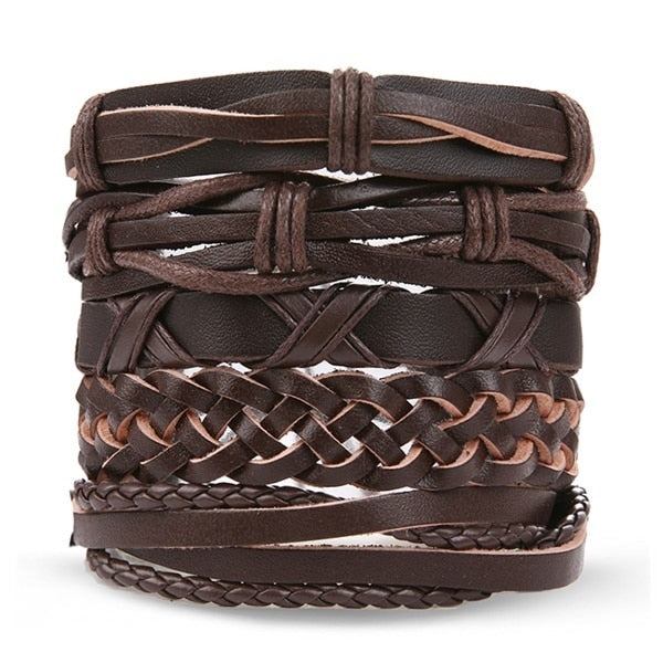Fashion Hand-knitted Multi-layer Leather Feather Leaf Bracelet