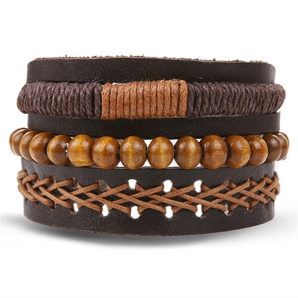 Fashion Hand-knitted Multi-layer Leather Feather Leaf Bracelet