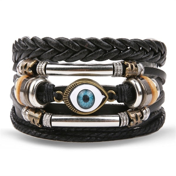 Fashion Hand-knitted Multi-layer Leather Feather Leaf Bracelet