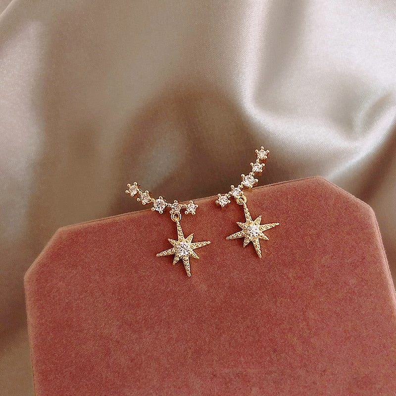 contracted delicate crystal Star temperament Drop earrings