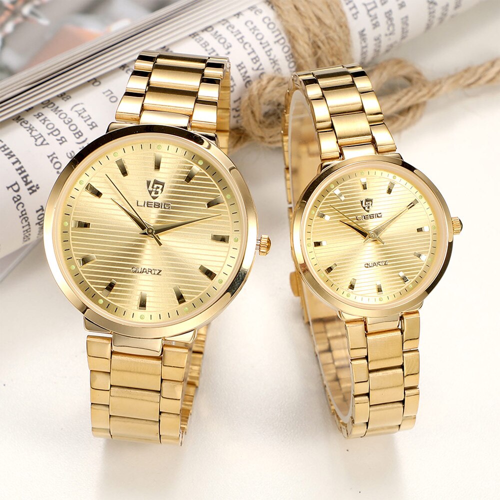 Waterproof Men's Watches Couple Golden Wristwatch