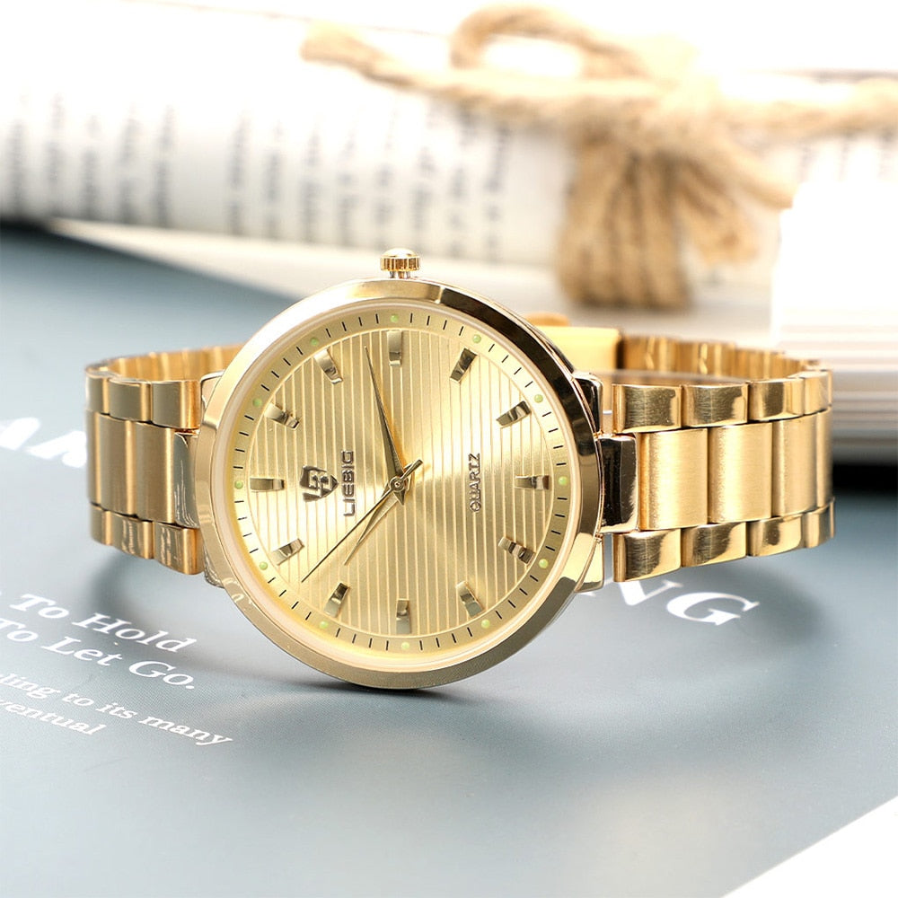 Waterproof Men's Watches Couple Golden Wristwatch