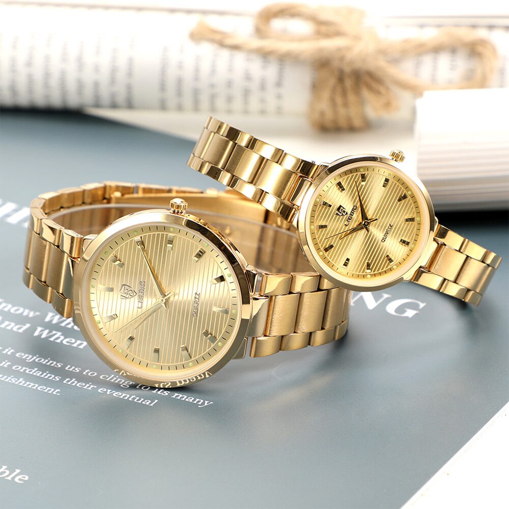 Waterproof Men's Watches Couple Golden Wristwatch
