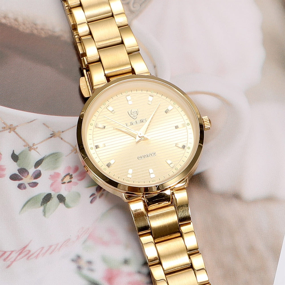 Waterproof Men's Watches Couple Golden Wristwatch