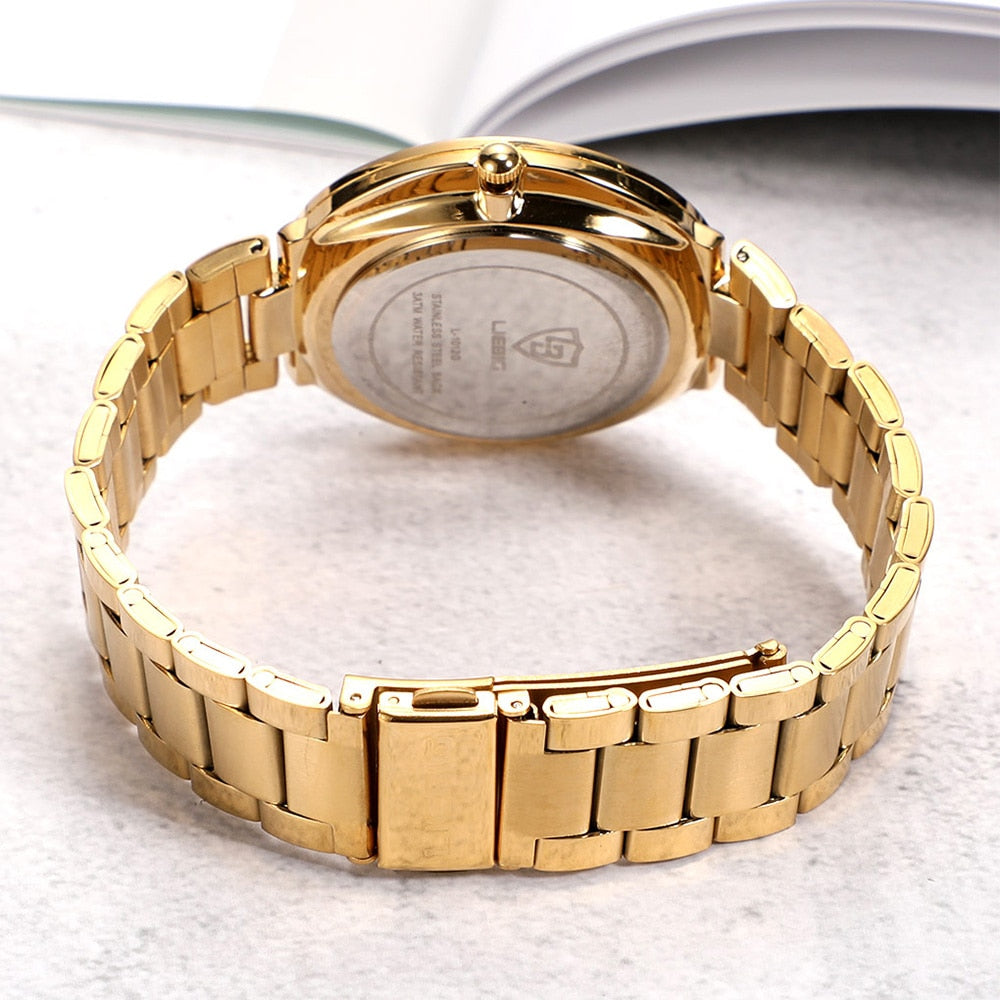 Waterproof Men's Watches Couple Golden Wristwatch