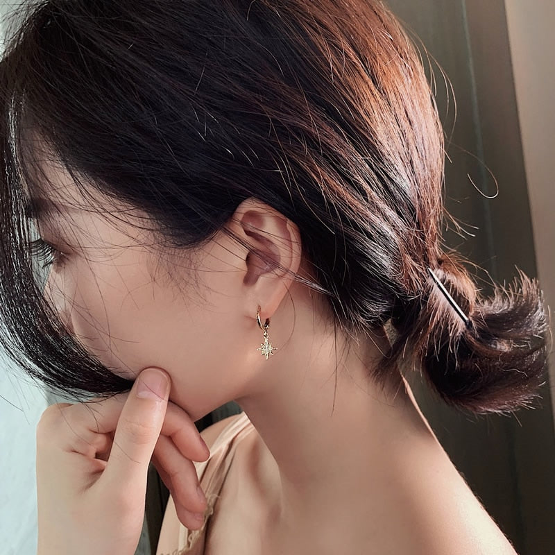 contracted asymmetric crystal Star fashion Drop earrings