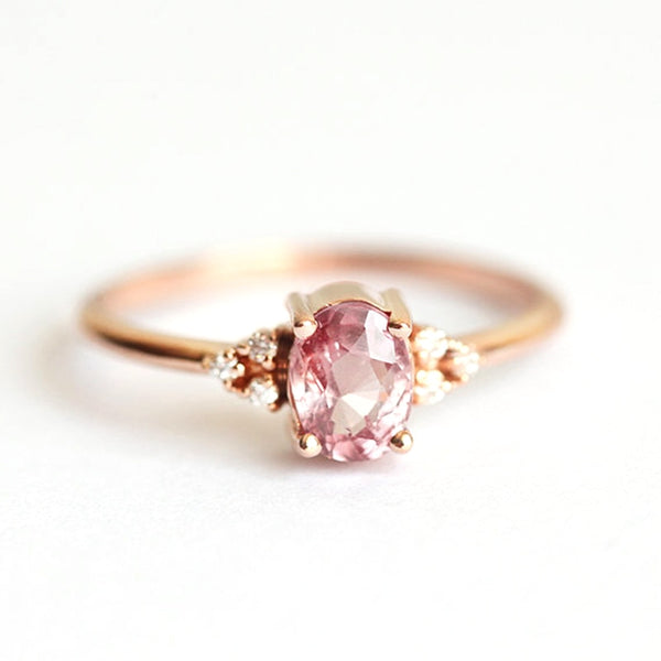 Romantic Pink AAA Cubic Zircon Stone Princess Rings