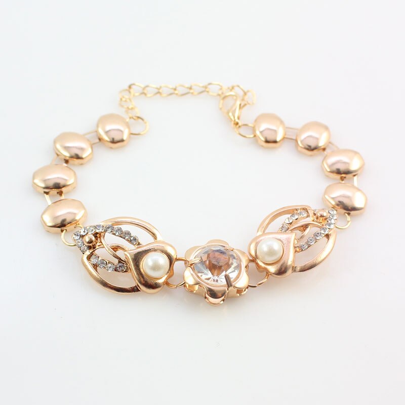 Gold Color Imitation Pearl Wedding Costume Necklace Earrings Sets