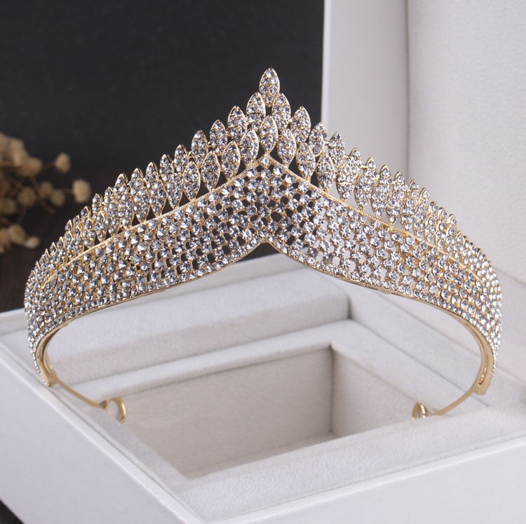 Baroque Vintage Gold Crystal Leaf Bridal Jewelry Sets