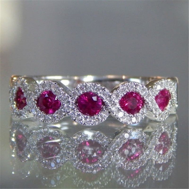 Fashion Women Ring Vintage Red/Green Zircon Stone Ring