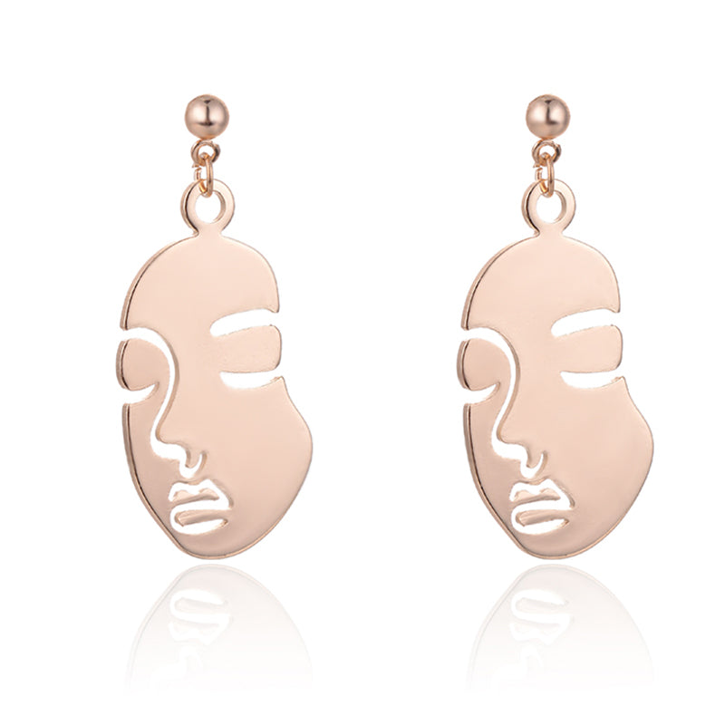 Abstract Stylish Hollow Out Face Earrings Clip Girls Statement clip Earrings