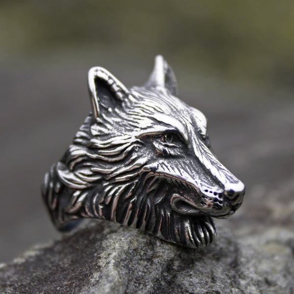 Silver Color 316L Stainless Steel Wild Wolf Biker Rings