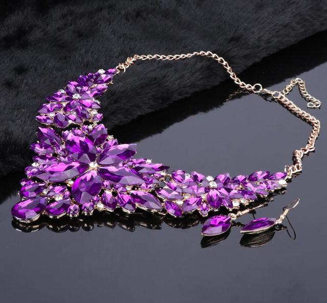 Crystal Choker Statement Necklace Earring Jewelry Set