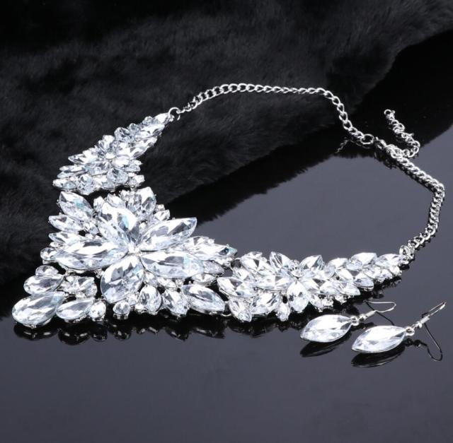 Crystal Choker Statement Necklace Earring Jewelry Set