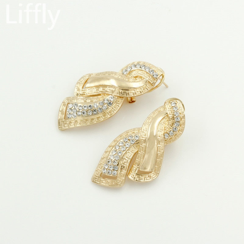 Nigerian Crystal Necklace Hoop Earrings Women Italian Bridal Jewelry Sets