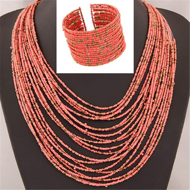 Bohemia  Bangles Multilayer Necklace Jewelry Set
