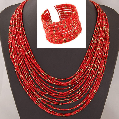 Bohemia  Bangles Multilayer Necklace Jewelry Set