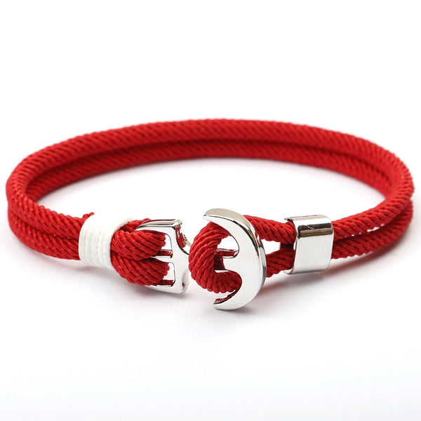Nueva pulsera de ancla con dije de pirata y cuerda de hilo rojo