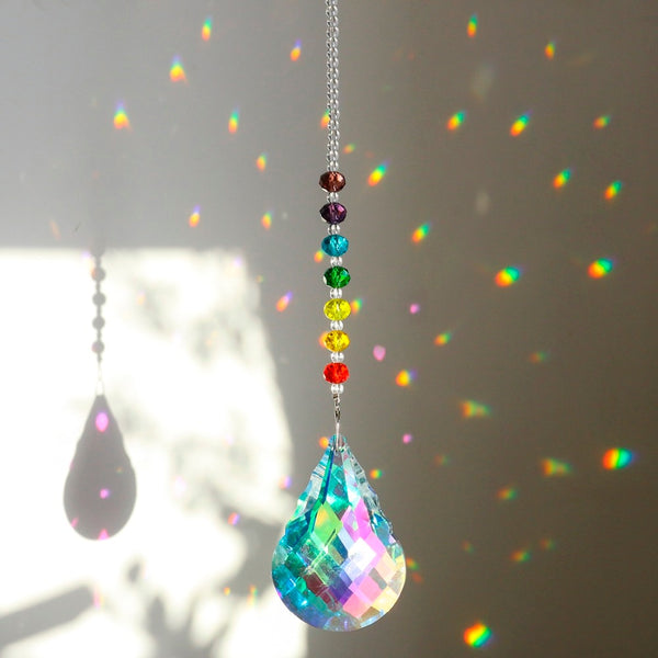 Chakra Crystal Suncatcher with 76mm AB Gourd Prism