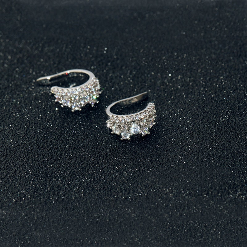Elegant Cubic Zirconia Crown Ear Cuff Women Clip Earrings