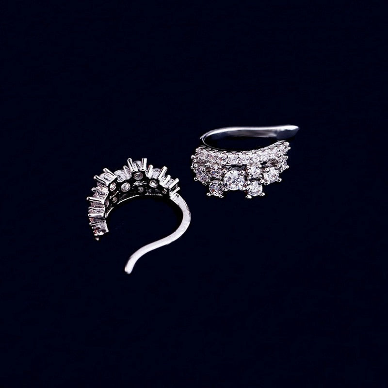 Elegant Cubic Zirconia Crown Ear Cuff Women Clip Earrings