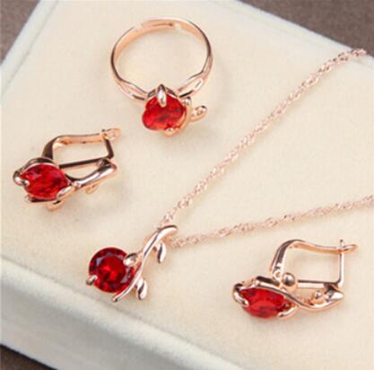 african bridal gold color necklace earrings Ring  jewellery set