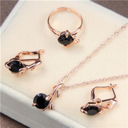 african bridal gold color necklace earrings Ring  jewellery set