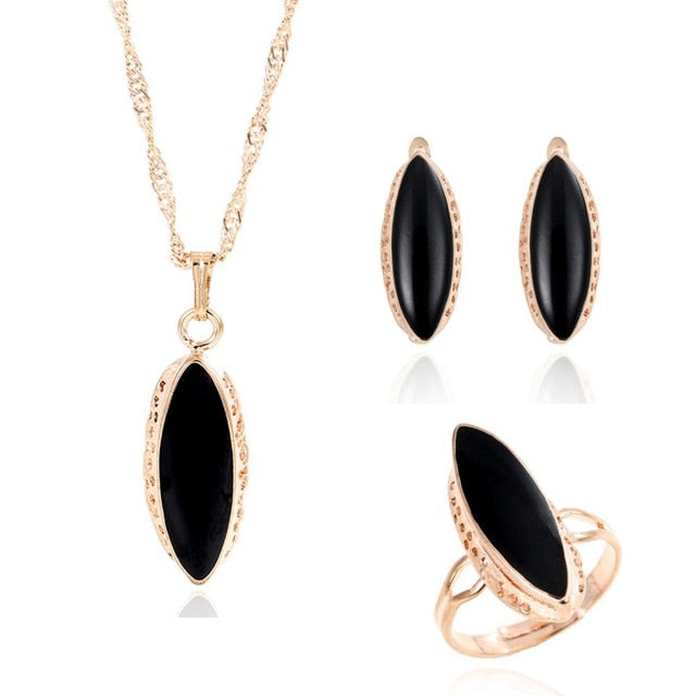 african bridal gold color necklace earrings Ring  jewellery set