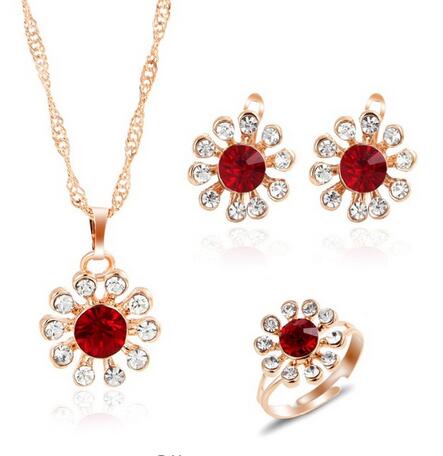 african bridal gold color necklace earrings Ring  jewellery set