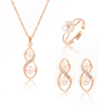 african bridal gold color necklace earrings Ring  jewellery set