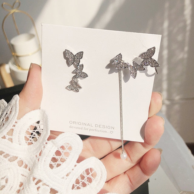 New Angel wings Rhinestone Hanging Dangle  Stud Earrings