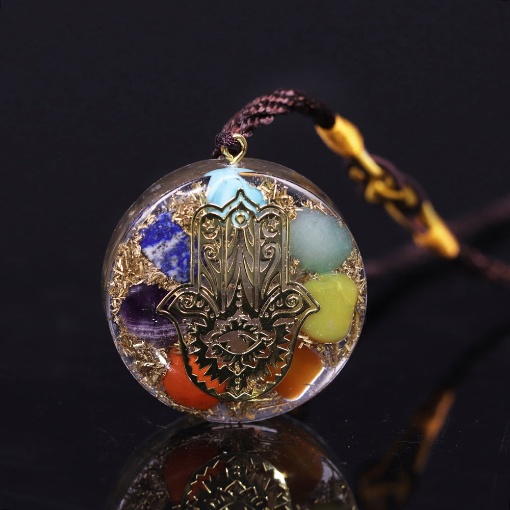 Reiki Orgonite Pendant - 7 Chakra Necklace