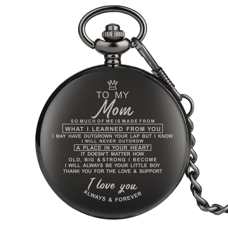 I LOVE YOU Theme Quartz Pocket Chain Watch