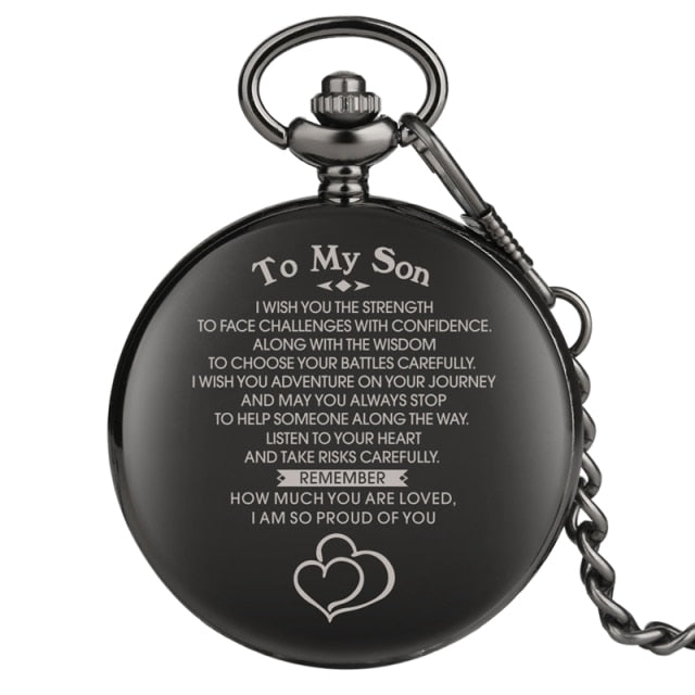 I LOVE YOU Theme Quartz Pocket Chain Watch