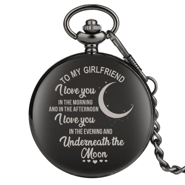 I LOVE YOU Theme Quartz Pocket Chain Watch