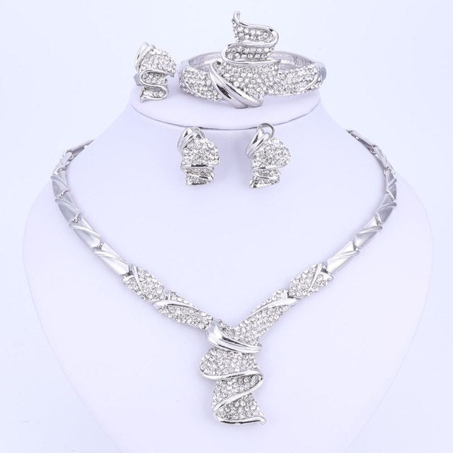 Fashion Gold Color Alloy Rhinestone Wedding Jewelry Sets