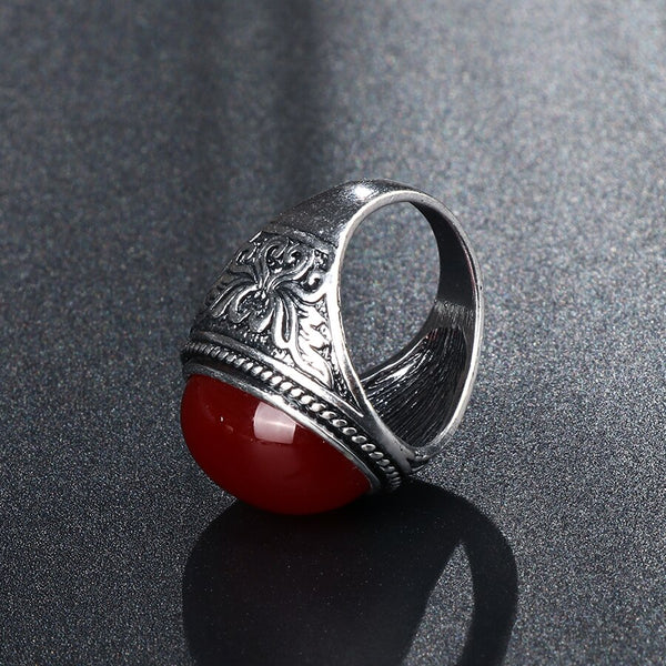 Anillos de piedra natural ovalados con banda de flores de moda