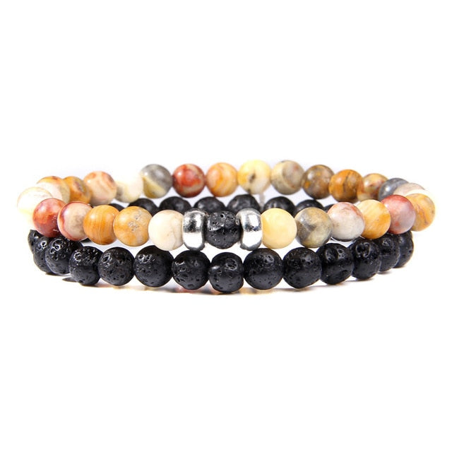 male Black Lava Stone Beads bracelet