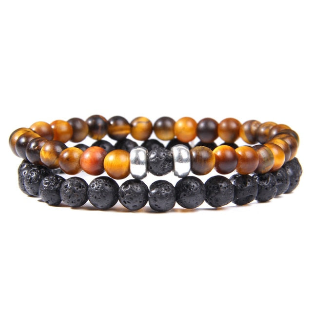 male Black Lava Stone Beads bracelet